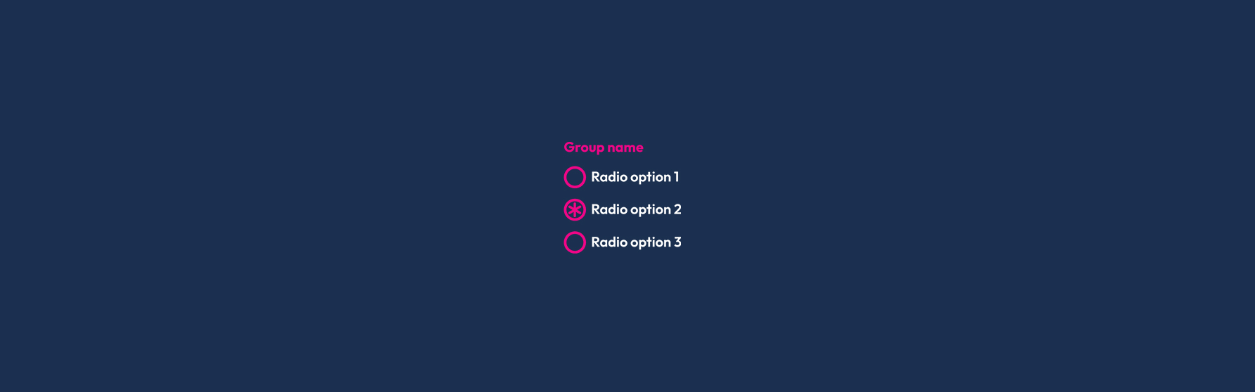 An accessible styled radio group appears with three options.