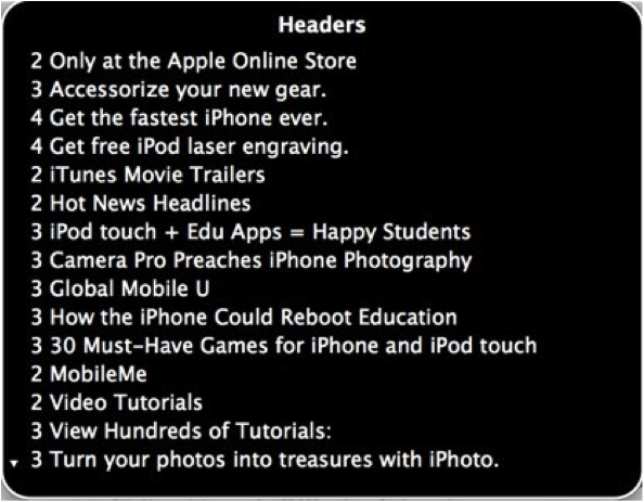 VoiceOver rotor's headings list, something to check for in accessible development