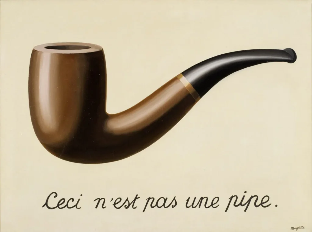 René Magritte – The Treachery of Images (This is Not a Pipe), 1929, used in this blog post as a metaphor for html elements.